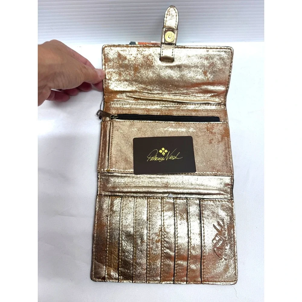 Patricia Nash Colli Leather Wallet W/ RFID Protection- ROSE GOLD BRONZE NEW